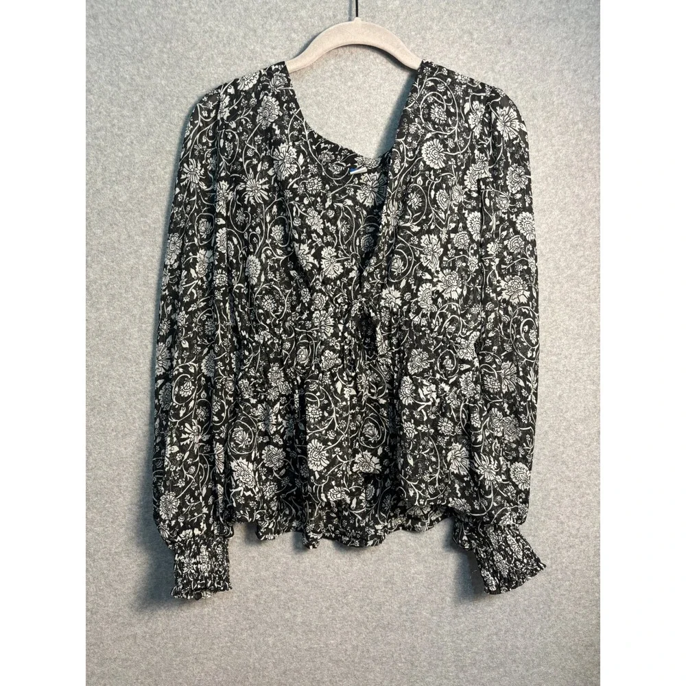 Old‎ Navy Floral Peplum Blouse Women Medium Whimsigoth Fairy Grunge Boho